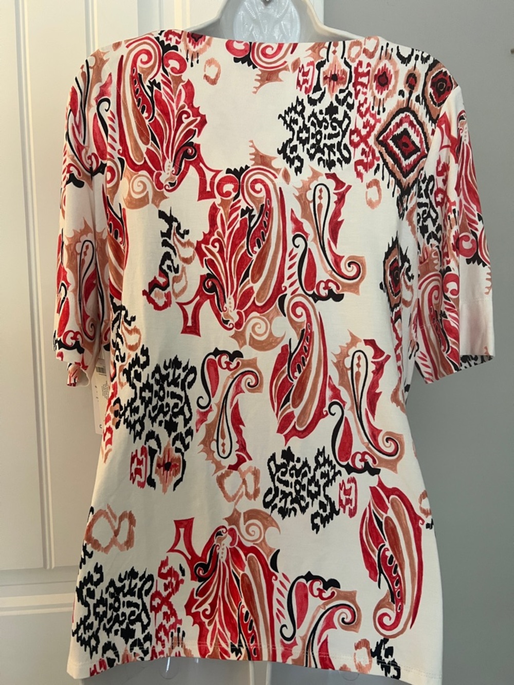 NWT CHICO’S TOUCH OF COOL TRIBAL BALLET ELBOW TEE TOP SZ 12/L - Picture 7 of 11